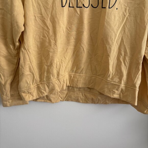 Rae Dunn Long Sleeve Graphic Blessed Crewneck Sweater Yellow Women’s Size L - Picture 4 of 8